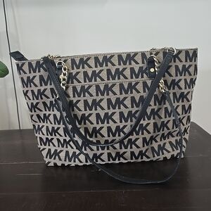Michael Kors Black and Tan Tote Bag